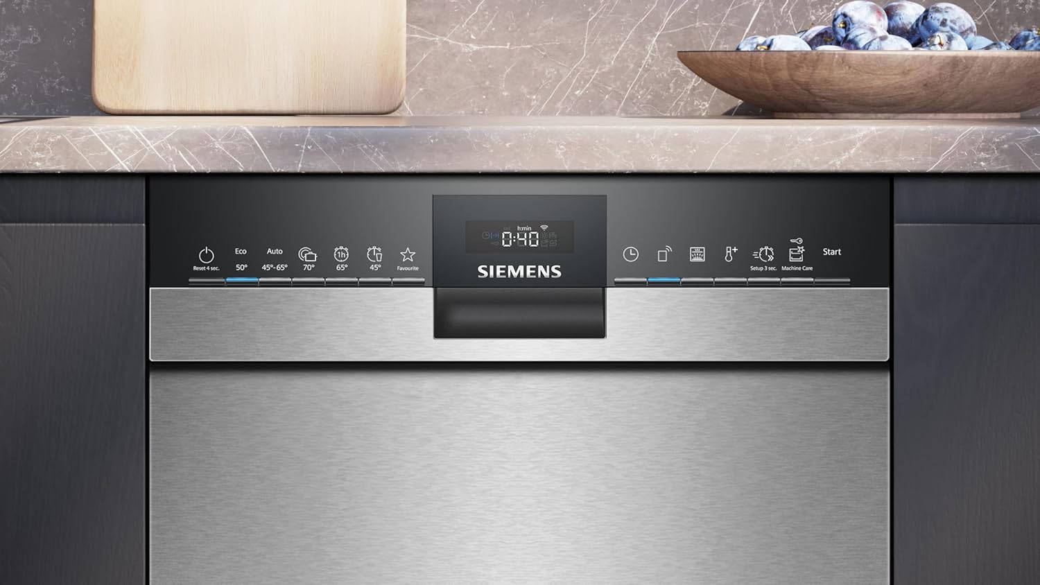Pharmics Electro – Siemens SR65YX08ME iQ500 Fully Integrated Dishwasher, 45 cm, Cutlery Drawer, Zeolith Drying, Ultra-Quiet, AquaStop, Auto Door Open, varioSpeed, Interior Lighting
