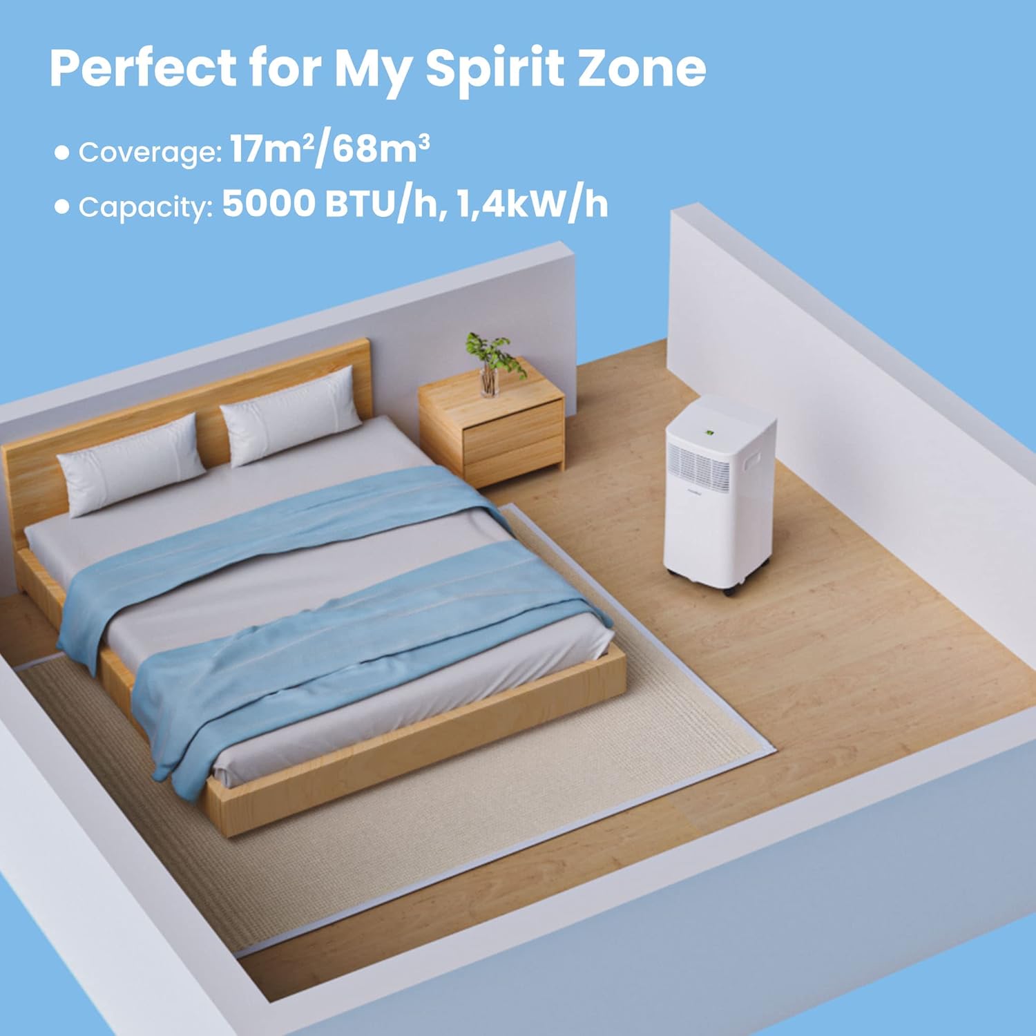 Pharmics Electro – Comfee Portable Air Conditioner MPPH-09CRN7, 9000 BTU / 2.6 kW, 3-in-1 Cooling, Dehumidifier & Fan, Up to 950 sq ft, with Exhaust Hose