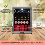 Pharmics Electro – Klarstein Mini Fridge with Glass Door, 80L Beverage Cooler, Adjustable Shelves, Quiet Compact Indoor/Outdoor Refrigerator