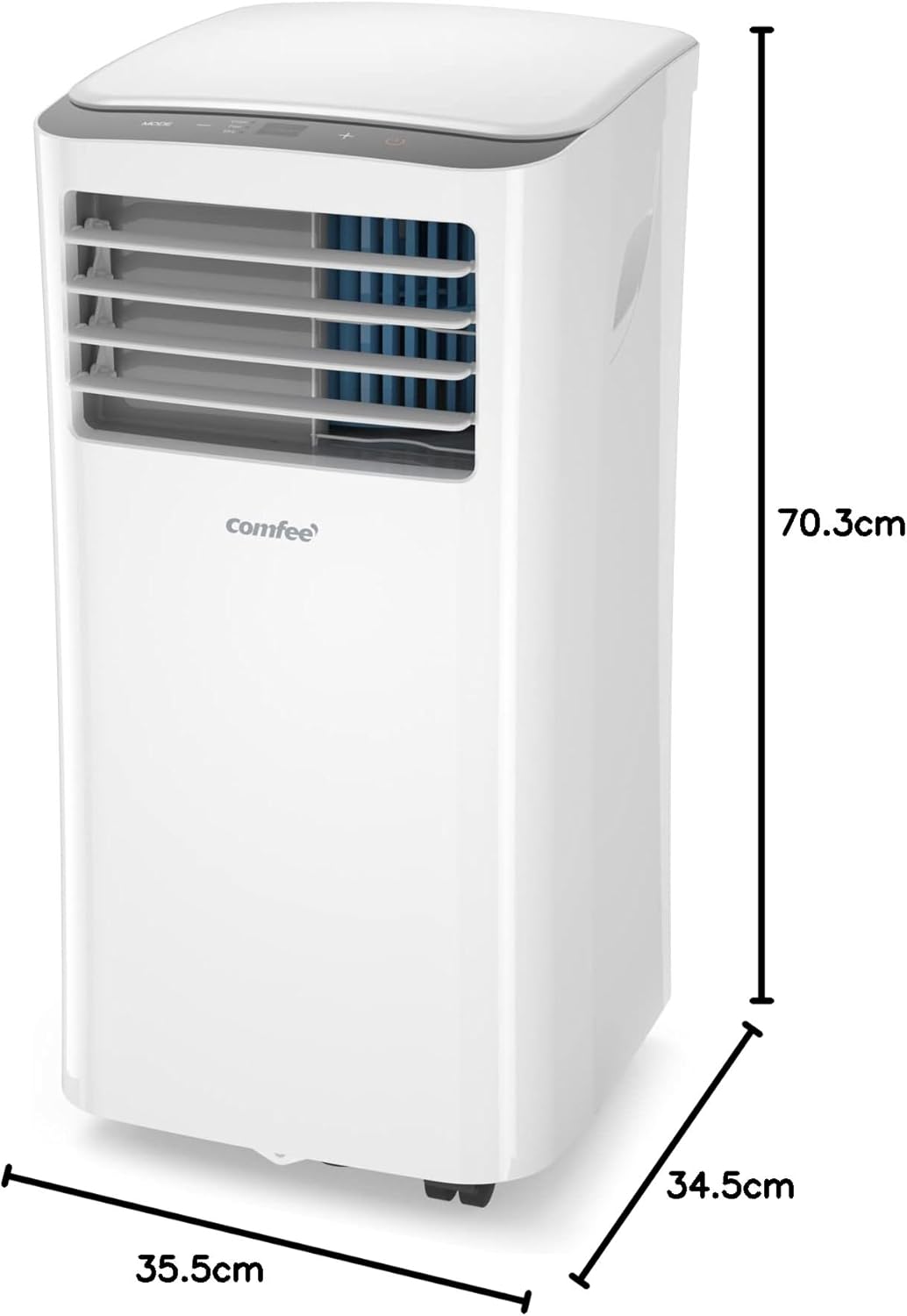 Pharmics Electro – Comfee Portable Air Conditioner MPPH-09CRN7, 9000 BTU / 2.6 kW, 3-in-1 Cooling, Dehumidifier & Fan, Up to 950 sq ft, with Exhaust Hose