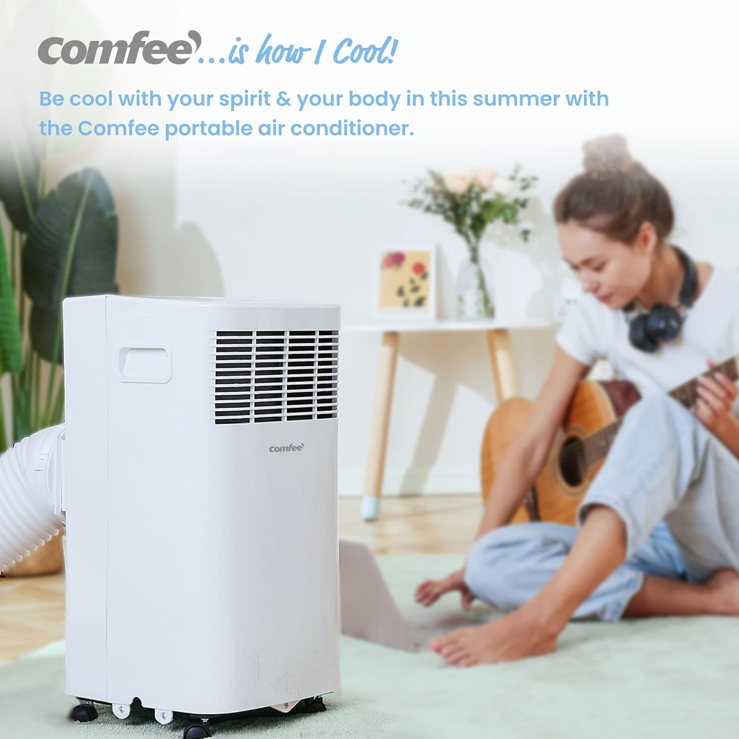Pharmics Electro – Comfee Portable Air Conditioner MPPH-09CRN7, 9000 BTU / 2.6 kW, 3-in-1 Cooling, Dehumidifier & Fan, Up to 950 sq ft, with Exhaust Hose
