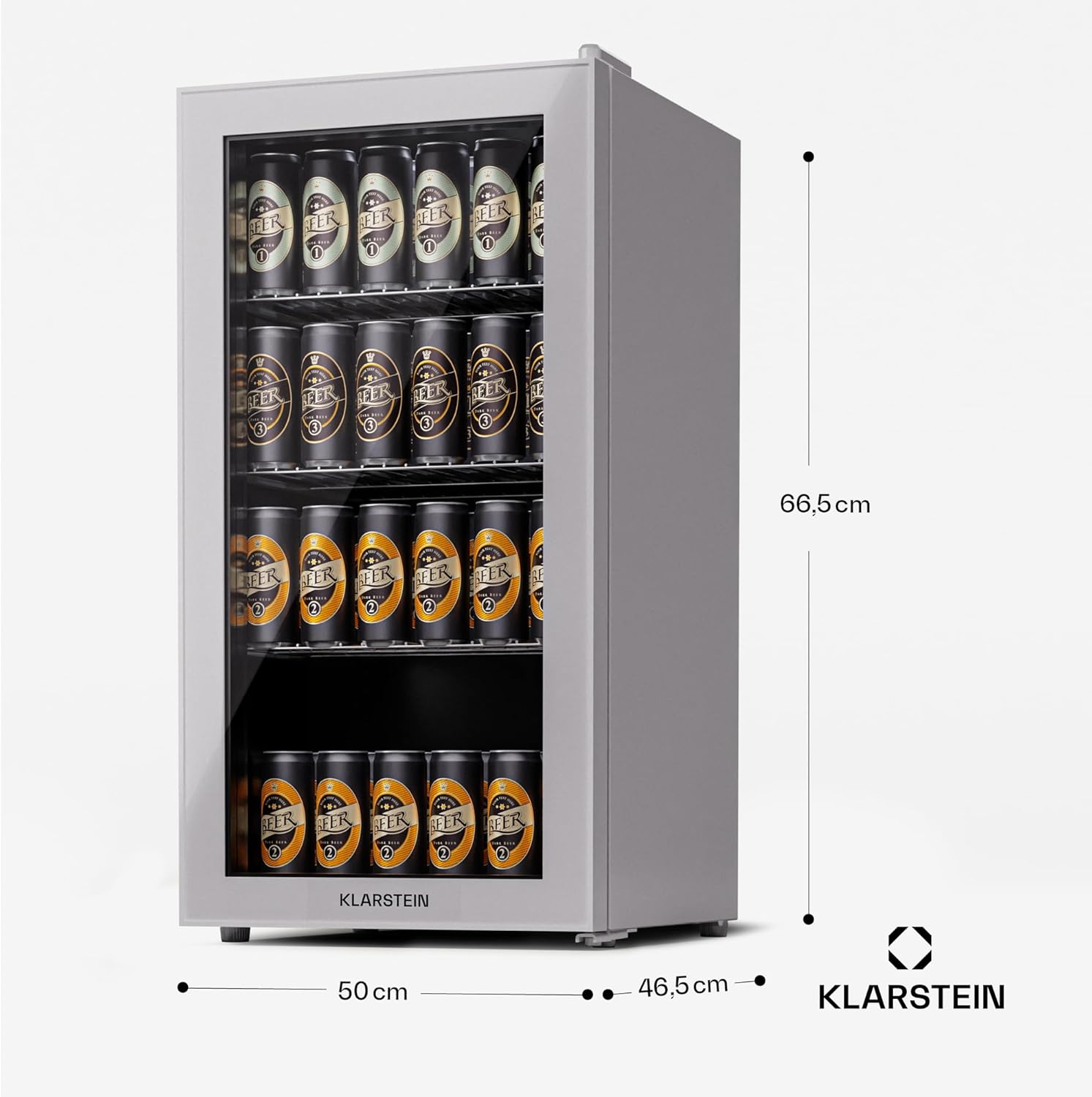 Pharmics Electro – Klarstein Mini Fridge with Glass Door, 80L Beverage Cooler, Adjustable Shelves, Quiet Compact Indoor/Outdoor Refrigerator
