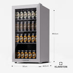 Pharmics Electro – Klarstein Mini Fridge with Glass Door, 80L Beverage Cooler, Adjustable Shelves, Quiet Compact Indoor/Outdoor Refrigerator