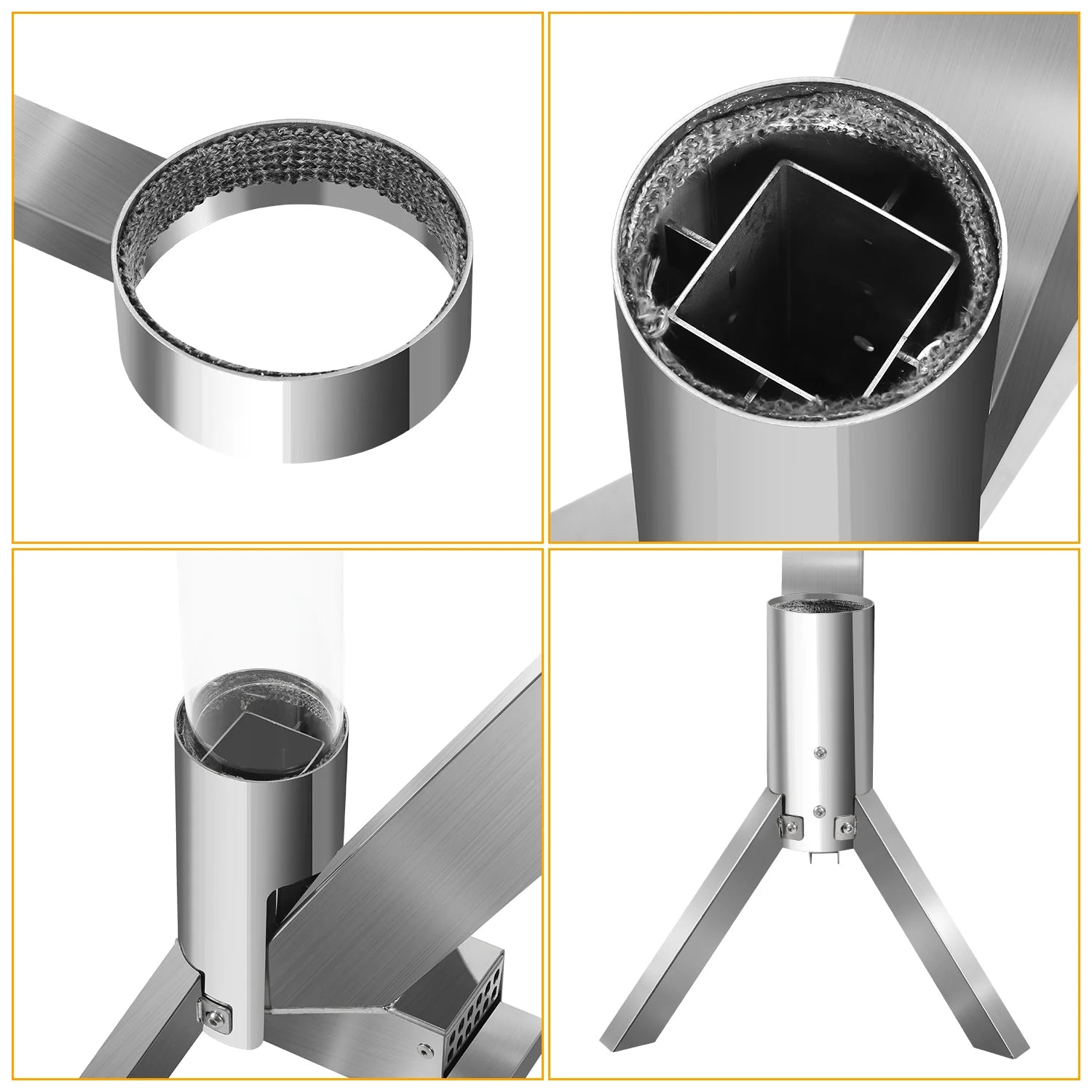 Pharmics Electro – Sonnewelt Pelletfackel aus Edelstahl mit Glasrohr, Feuerrohr für Outdoor-Heizung & Ambiente