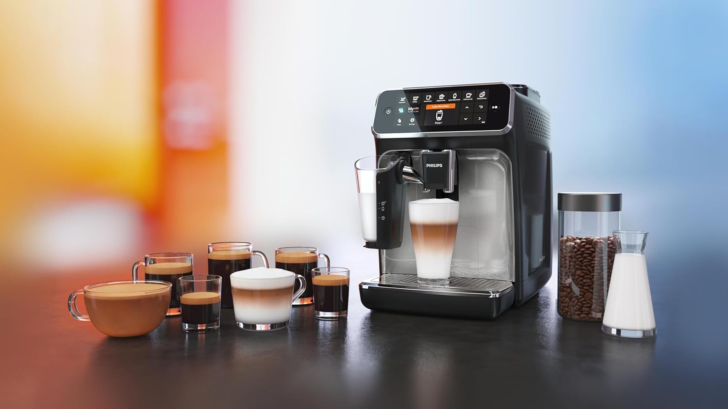 Pharmics Electro – Philips Series 5400 Fully Automatic Coffee Machine with LatteGo, 12 Coffee Specialties, Intuitive Display, 4 User Profiles, Chrome (EP5447/90)