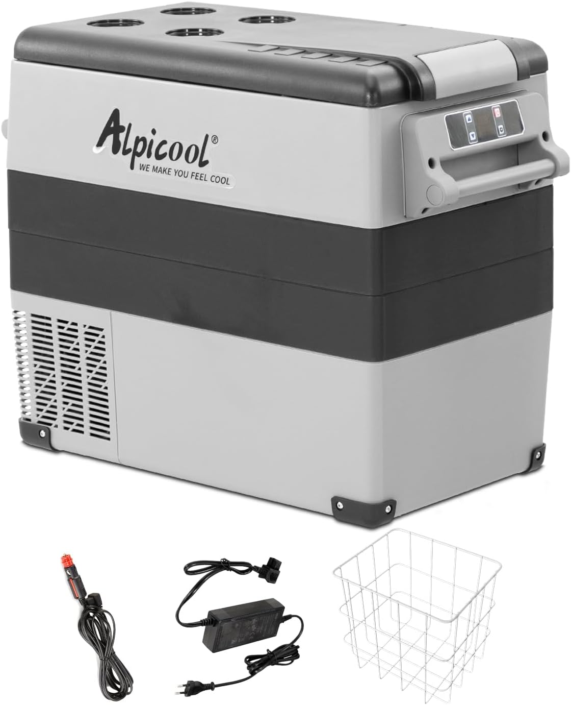Pharmics Electro Alpicool CF55 55L Portable 12V Mini Fridge Freezer, -20°C to 20°C, for Car, Camping, Truck, Boat, AC/DC, with USB Port