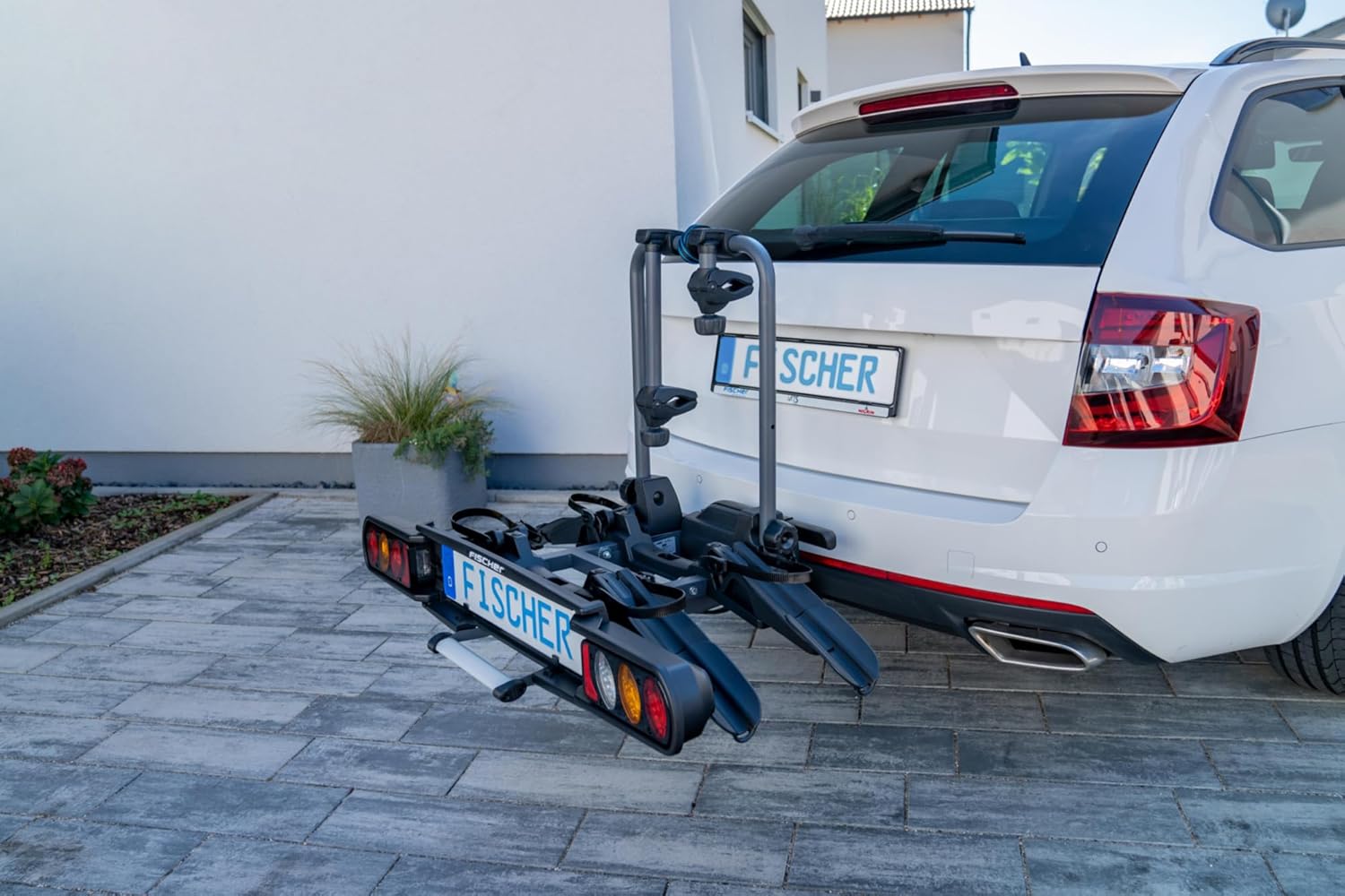 harmics Electro Fischer ProlineEvo 2 Hitch Bike Carrier for 2 Bikes, 60kg Capacity, E-Bike Compatible, Pre-Assembled, Lockable, Foldable