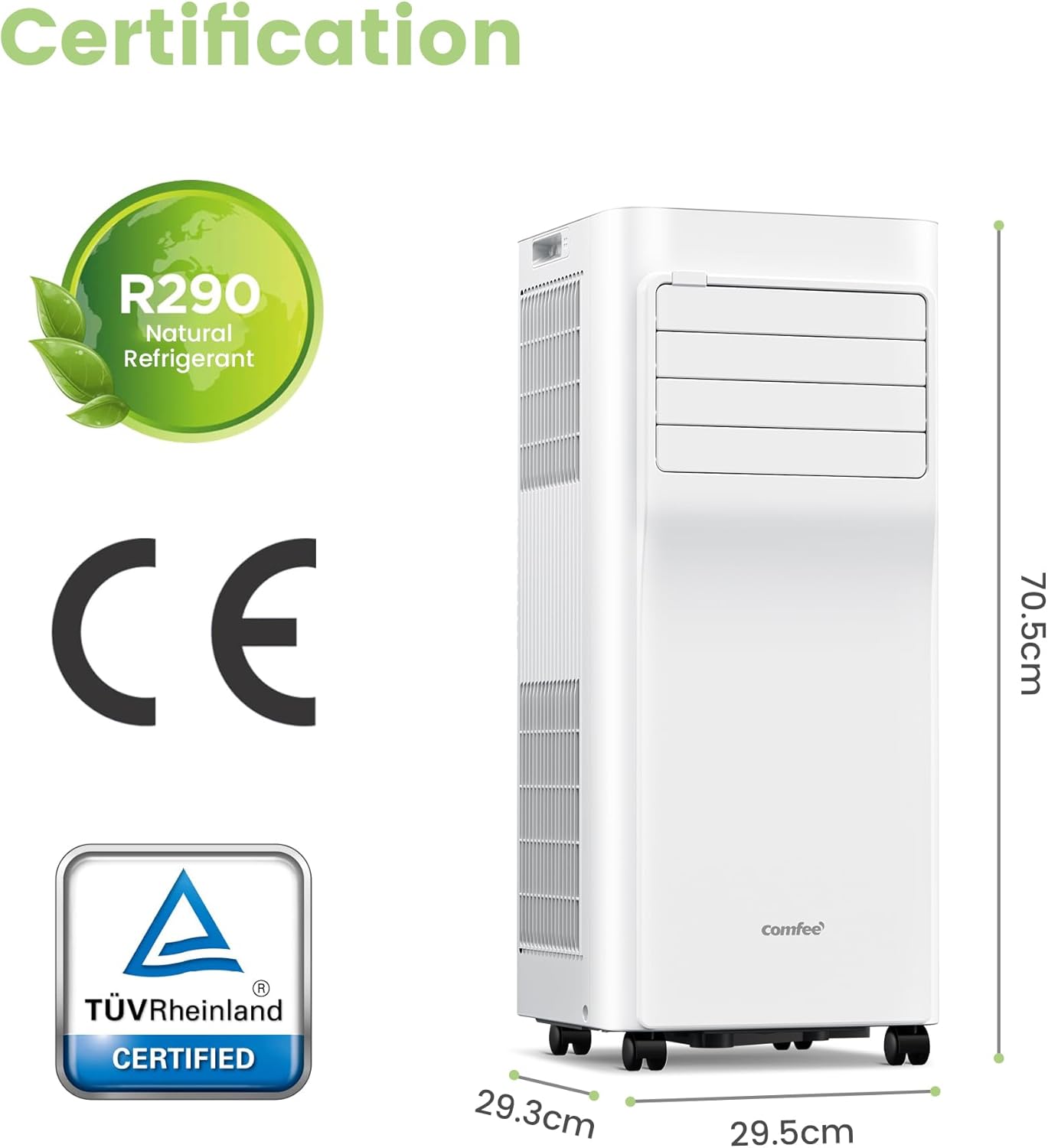 Pharmics Electro – Comfee Portable Air Conditioner MPPH-09CRN7, 9000 BTU / 2.6 kW, 3-in-1 Cooling, Dehumidifier & Fan, Up to 950 sq ft, with Exhaust Hose