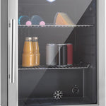 Pharmics Electro – Klarstein Mini Fridge with Glass Door, 80L Beverage Cooler, Adjustable Shelves, Quiet Compact Indoor/Outdoor Refrigerator