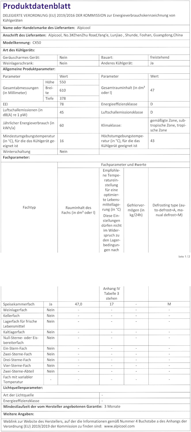 Pharmics Electro Alpicool CF55 55L Portable 12V Mini Fridge Freezer, -20°C to 20°C, for Car, Camping, Truck, Boat, AC/DC, with USB Port