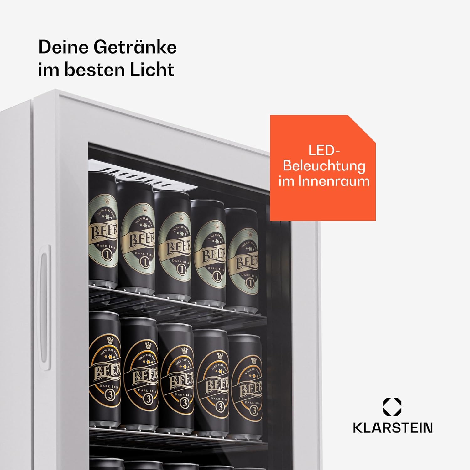 Pharmics Electro – Klarstein Mini Fridge with Glass Door, 80L Beverage Cooler, Adjustable Shelves, Quiet Compact Indoor/Outdoor Refrigerator