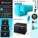 Pharmics Electro – KESSER Compressor Cooler Box 2-in-1 with Dual Zone Cooling and Freezing, LED Touch Display, 12/24V & 230V, Down to -20°C