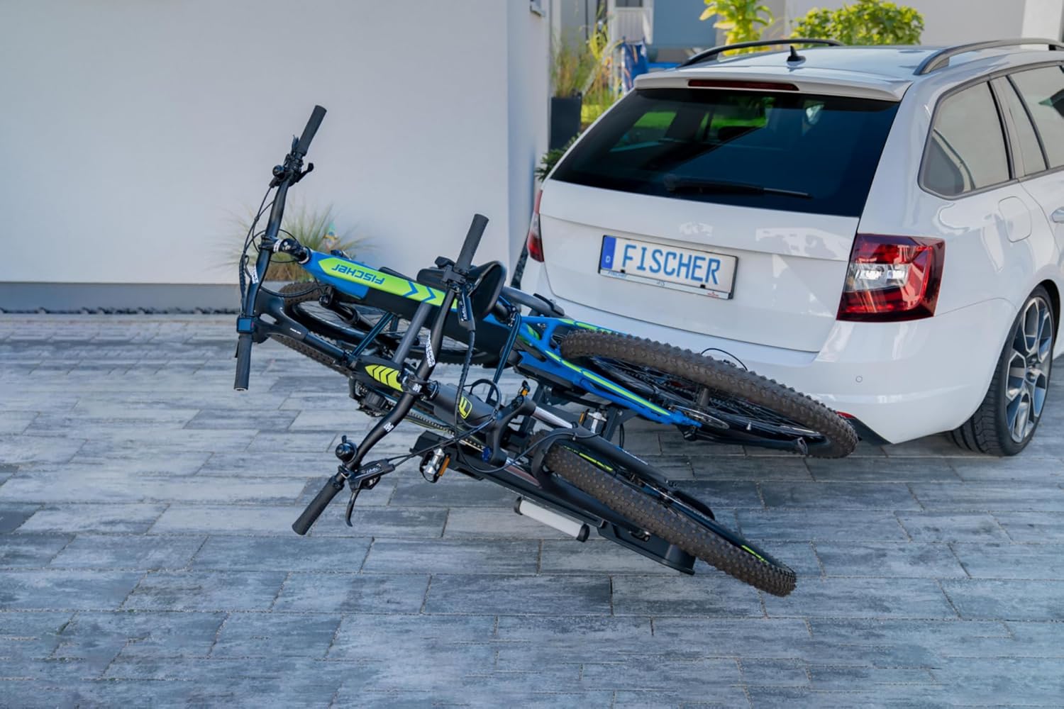 harmics Electro Fischer ProlineEvo 2 Hitch Bike Carrier for 2 Bikes, 60kg Capacity, E-Bike Compatible, Pre-Assembled, Lockable, Foldable